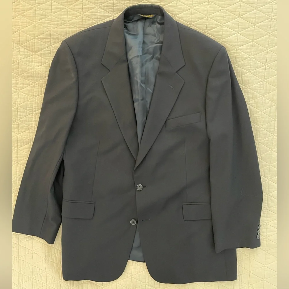 Brooks Brothers BROOKSEASE Stretch Wool Navy Suit Jacket‎ Size 44 R